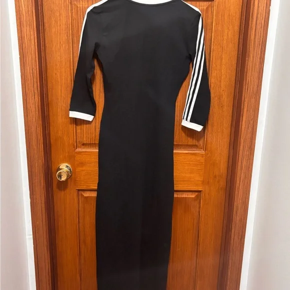 adidas Black Maxi Dress with White Three-Stripe Trim. Sz S. PTP 16”. NWT - Picture 6 of 6